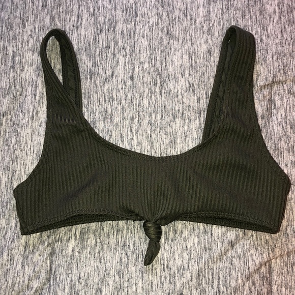 Green Tie Bathing Suit Top - Picture 1 of 4